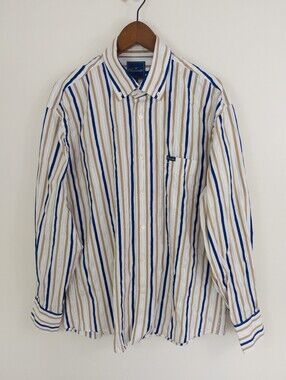Faconnable Men's Striped Long Sleeve Button Down Shirt Size Large